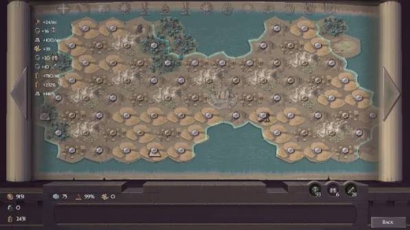 Peta kota strategi 4X dalam game Micro Civilization