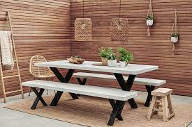 Vasagle dining table with 2 benches, 3 pieces set, kitchen table of 110 x 70 x 75 cm, 2 benches of 97 x 30 x 50 cm each, steel frame, industrial design, rustic brown and black dining table and benches set. Best Garden Furniture 2021 London Evening Standard Evening Standard