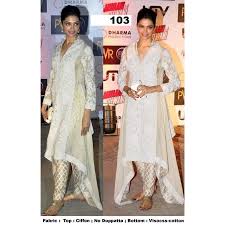 Bollywood Replica Deepika Padukone In Cream Color Designer Salwar Kameez 103 Sia 213 Indian Outfits Girls Attire Online Wedding Dress
