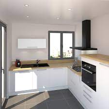 cuisine blanche mate et contemporaine ambiance scandinave avec son plan de travail en bois clair deco cuisine blanche et bois cuisine blanche idee deco cuisine