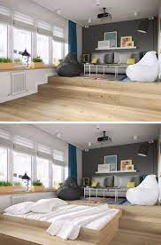 Small Apartment Ideas Hide Your Bed Under A Raised Living Area Small Apartment Interior Small Room Design Apartment Interior Design