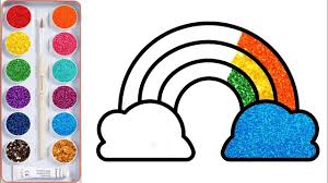 How To Draw Rainbow With Colored Glitter Glitter Rainbow Drawing And C Rainbow Drawing Coloring For Kids Learning To Draw For Kids