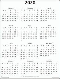 2020 Calendar Printable Yearly Calendar Yearly Calendar Calendar Printables
