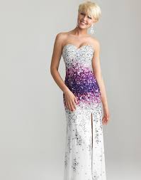 White Purple Ombre Beaded Chiffon Strapless Sweetheart Prom Dress Unique Vintage Cocktail P Unique Prom Dresses Sweetheart Prom Dress Homecoming Dresses