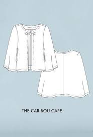 Caribou Cape Women S Wool Cape Or Cloak Sewing Pattern Hand drawn blue line art cartoon vector illustration. usd