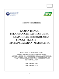 Kbat, 2013, kemahiran berfikir aras tinggi. Borang Soal Selidik Kbat Matematik Fzh