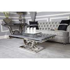 Coffee table is great in multiples. Ven003 Venus Grey Marble And Chrome Coffee Table