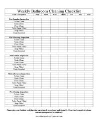 weekly bathroom cleaning checklist template