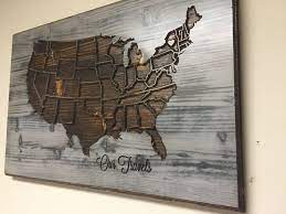 American Map Wall Decor Wood Wall Art Carved United States Map With States Home Wall Decor Personalized Wo State Map Wall Art Map Wall Art Map Wall Decor