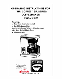 View the manual for the mr. Mr Coffee Srx20 Operating Instructions Manual Pdf Download Manualslib