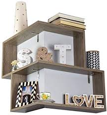 Oak, walnut & ash shelving. Amazon Com Typro Corner Floating Shelf Inner And Outer Corner Mounted Wall Shelving For Home Living Room Hallway Kitchen Storage Display Holder For Books Decorations Pictures Plants Rustic Wood Grey