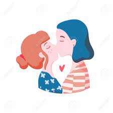 Lesbian Women In Love. Romantic Couple Kissing. Cartoon Hand Drawn Style  Royalty Free SVG, Cliparts, Vectors, and Stock Illustration. Image  115837995.