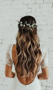 20 Brilliant Half Up Half Down Wedding Hairstyles For 2019 Emmalovesweddings Wedding Hair Down Boho Wedding Hair Flower Crown Hairstyle