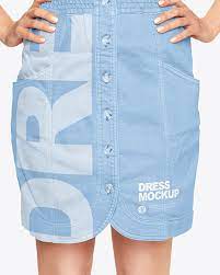 Download Woman In A Jeans Dress Mockup In Apparel Mockups On Yellow Images Object Mockups