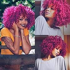 It's a known fact that women want the hair opposite of what they have. Amazon Com Aisi Hair Afro Kinky Curly Fully Wigs Shoulder Length Synthetic Cosplay Wigs For African Women Natural Curly Heat Resistant Fiber Afro Hair Wigs Magenta Beauty