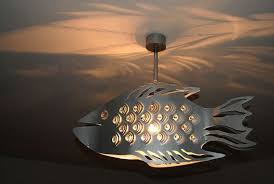 Ceiling Light Cod Fish Unique Design Steel Ceiling Lights Ceiling Painting Fish Lamp