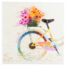 Basket Bike Canvas Wall Art I Bicycle Art Bicycle Painting Canvas Wall Art