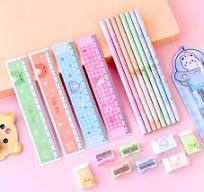 Kawaii Stationery Set - Kawaii Pencil, Eraser, Sharpener ...