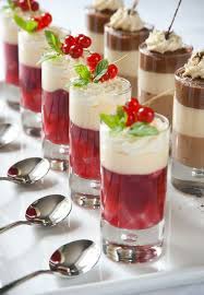 Serve a dessert in a shot glass and you can create a stunning sweet course which works equally well at a dinner party or as a dramatic party table spread. Wedding Catering Seasonal Produce Desserts Shot Glass Desserts Mini Desserts