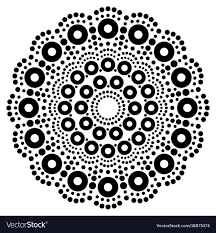 Abstract Mandala With Dots Circles Inspired By Australian Folk Art Geometric Composition In Black Aboriginal Dot Painting Aboriginal Dot Art Dot Art Painting