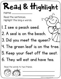 First Grade Schoolhouse Ea Words Phonics Reading Long E Words
