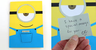 Paste the chart paper pieces with the help of glue. Easy Minion Greeting Card The Craft Train