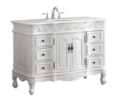 Almost all 48 inch vanities are double sinks, however a single sink option can leave you plenty of countertop space or creates a dramatic oversized look. Modetti Mod3882aw 48 Buckingham 48 Inch Single Bathroom Vanity Set In White Antique