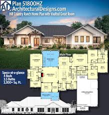 Plan 51800hz Hill Country Ranch Home Plan With Vaulted Great Room Ranch House Plans House Plans Farmhouse House Plans