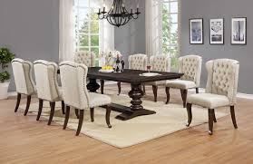 The set consists of a table and a set of four chairs with secure seats and a long bench. Best Quality Furniture Beige Linen Look Upholstered Cappuccino Dining 9 Piece Set Buy Online In Angola At Angola Desertcart Com Productid 46507118