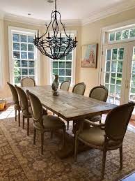 Restoration Farm Table 9ft Plus 2 Leaves To 12ft Set Of 8 Chairs And Carpet Lighting Nfs Copy Farm Table Table Home