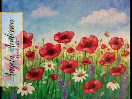 When i posted the above flowers a few weeks ago, many of you expressed an interest as to how i made them! Easy Poppy Field Painting Time Lapse Acrylic Tutorial Free Lesson How To Paint Daisies Flowers Y Poppy Field Painting Flower Painting Painting Tutorial