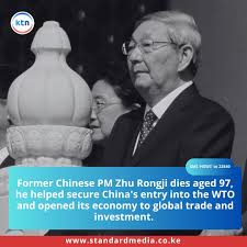 Former Chinese PM Zhu Rongji dies aged 97, he helped secure China's entry  into the WTO and opened its economy to global trade and investment.