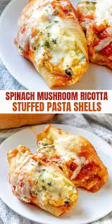 Spinach And Ricotta Stuffed Jumbo Shells Recipe Vegetarian Dinners Jumbo Shell Recipes Stuffed Pasta Shells