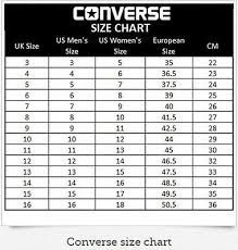 converse chucks size chart converse chuck taylor all star