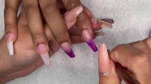 Plus, how to create the looks yourself. Acrylic Nails Tutorial All Acrylic Ombre Nails Pink And Purple Nails Youtube