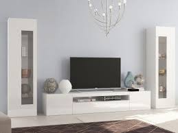 Aquila Modern Tv And Display Wall Unit In White Gloss Finish Lights Included Pretty Living Room Living Room Tv Wall Living Room Storage