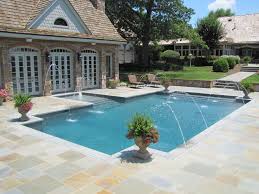 Bluestone Deck And Coping Deck And Froth Jets Blue Granite Pebble Sheen And 1 Very Nice Pool House Geometric Pool Custom Swimming Pool Pool Designs