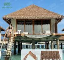 Tiki Straws MFLCBK Synthetic Thatch Roofing, Fireproof Artificial Palm  Straw Thatch Tiki Bar Hut