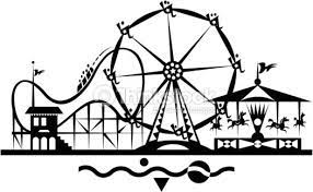Roller Coaster Ferris Wheel Merry Go Round Also Available In Color Roller Coaster Art Roller