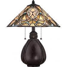Bronze Table Lamp With Rich Tiffany
