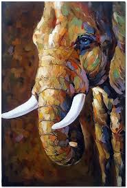 Hand Painted Modern Impressionist Elephant Oil Painting On Elephant Art Elephant Painting Canvas Elephant Painting