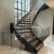 You need two stair rails to make one curved stair rail. China Steel Curved Stair With Stainless Steel Railings China Stair Curved Stair