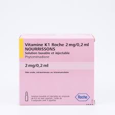 · ces bébés doivent recevoir vitamine k1 cheplapharm 2 mg/0,2 ml nourrissons, solution buvable et injectable par injection à la naissance ou peu après. Accueil Phytomenadione 1mg Ml 1ml