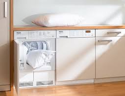 The washers and dryers offer flexible installation possibilities, and only one electrical outlet is needed since the washer plugs into the dryer. Little Giants Compact Washers And Dryers Remodelista