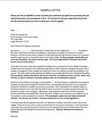 Appeal Sample Letter For Financial Aid