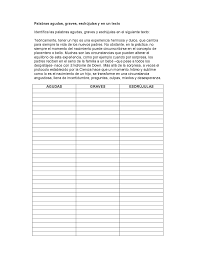 Todas las palabras, a menos que sean átonas (palabras que se pronuncian sin una intensidad de. Palabras Agudas Graves Y Esdrujulas Docsity