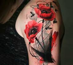 Black And Red Flower Tattoo Sleeve Wild Poppy Flowers Tattoo By Michael Taguet Post 20054 Red Poppy Tattoo Poppy Tattoo Sleeve Red Tattoos