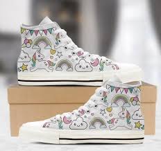 Unicorn And Rainbow High Top Shoes For Kids And Adults Unicorn Birthday Party Gift High Top Shoes Kid Shoes Shoes