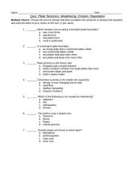Plate Tectonics Weathering Erosion And Deposition Quiz Weathering And Erosion Plate Tectonics Persuasive Writing Prompts