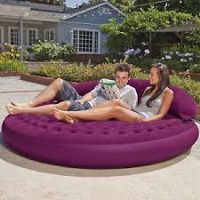 Inflatable Lounge Air Bed Daybed Sleep Round Patio Pool Camping Tanning Sun Outdoor Inflatables Outdoor Bed Outdoor Chairs